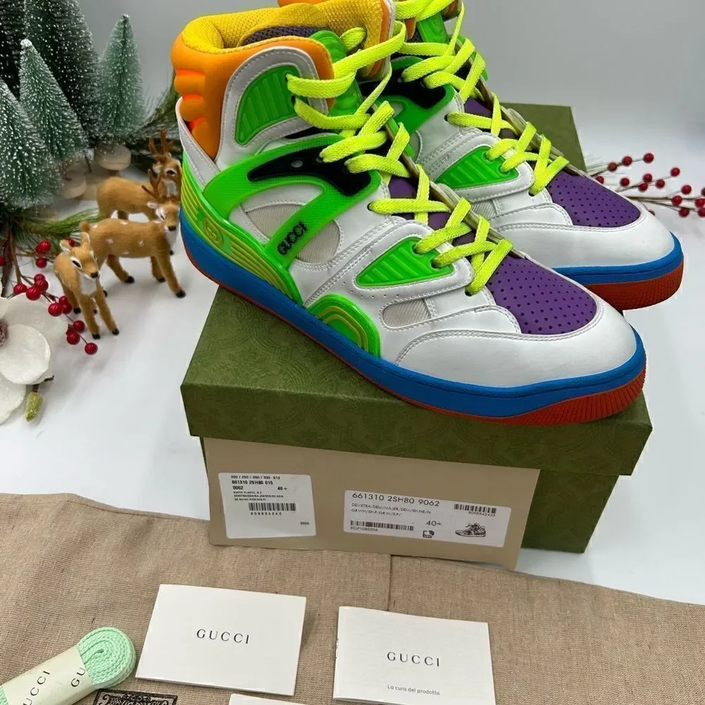 Women’s Gucci basket high top leather sneakers size 40.5 made in Italy. - Picture 7 of 10